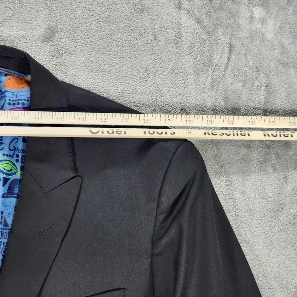 Robert Graham Blazer Mens 42L Black Wool Colorful Lining Sport Coat Jacket